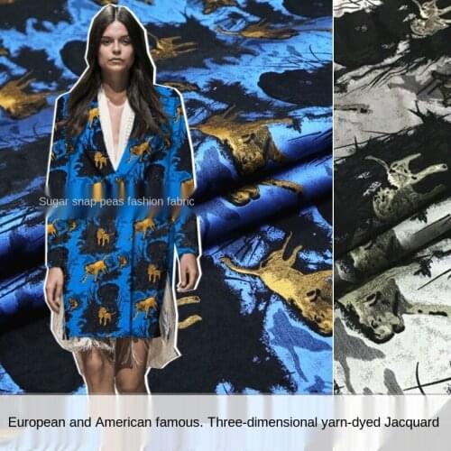 Elegant leopard print three-dimensional yarn-dyed jacquard suit jacket fabric, sewing fabric factory shop is not out of stock