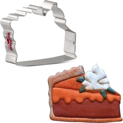 KENIAO Pumpkin Slice Pie Cookie Cutter - 7.2 x 9.6 CM - Fall/Autumn Biscuit Fondant Sandwich Bread Cutters - Stainless Steel