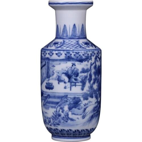 Jingdezhen Ceramics Ancient Blue and White Porcelain Vase and Flower Arrangement