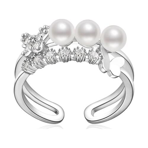 Lnngy 14K Gold Filled Ring 4-4.5mm Natural Cultured Freshwater Pearl Adjustable Ring Women Wedding Anniversary Ring Fine Jewelry