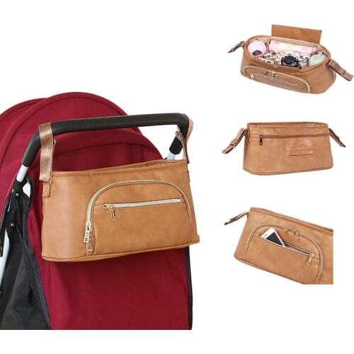 Stroller Hanging Diaper Bag PU Leather Message Bag Cosmetic Cell Phone Bag With Hookers Mummy Travel Bag Bebe Accesorries