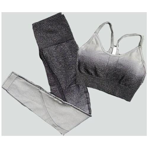 2 Piece Yoga Set Bra+Leggings Women Workout Crop Top Gym Clothing Fitness Woman Seamless Ombre Sportswear Sport Outfit Yoga Bra