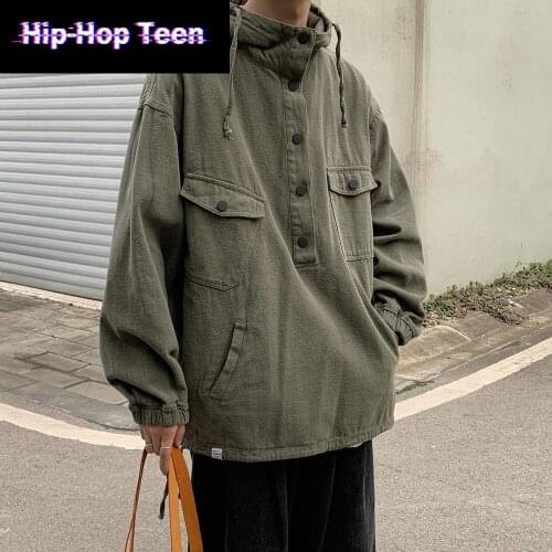 Korean Vintage Stand Collar Sweatshirt Solid Color Pullover Tops Harajuku Sweat Oversize Korean Girl Boy Hoodies School Top