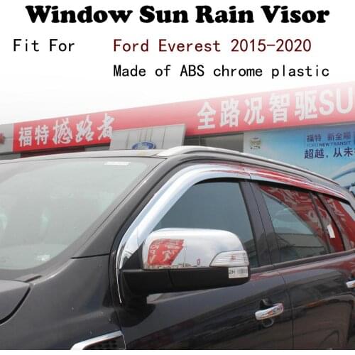ABS Chrome plastic Window Visor Vent Shades Sun Rain Guard car accessories For Ford Everest 2015-2020