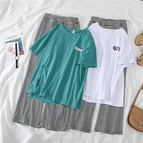 Summer Women Pajamas Suit Cotton 2 Pieces For Lady Sets Sleepwear Plus Size Casual Nightgown Comfortable Homewear Outfits