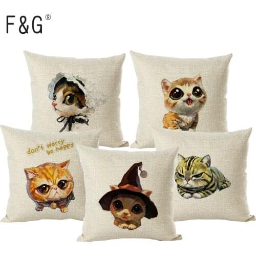 Pet Animals Lovely Hand Painted Cat Sofa Pillows Car Seats Home Decoration Cushion Cover