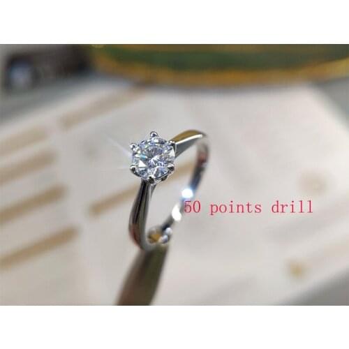 Moissanite 50 points diamond ringSterling silver empty ringCouple charm wedding ring