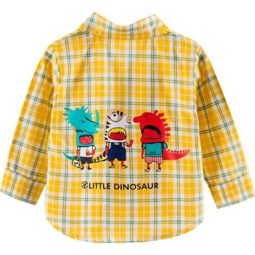 Little kids clothes 1-4T baby boys turn-down collar shirt toddler long sleeve cotton blouses infant clothes cartoon cute girls