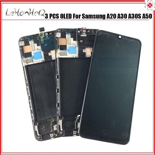 Wholesale 3 piece/lot LCD For Samsung Galaxy A50 SM-A505FN/DS A505F/DS A505 LCD Display Touch Screen Digitizer With Frame