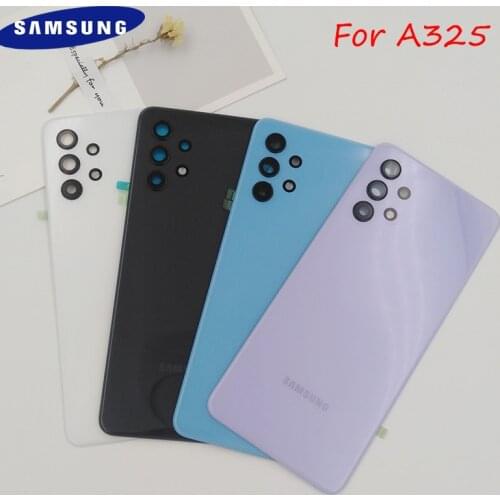 Original Samsung Galaxy A32 5G A325 A325F Back Battery Cover Rear Door Housing Case Replacement Parts & Camera Lens Frame + Logo