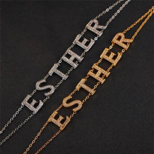 Personalized Name Bracelet Women Girls Letter Jewelry Customized Charm Bracelets Micro Pave CZ Unique Custom Jewelry Gift