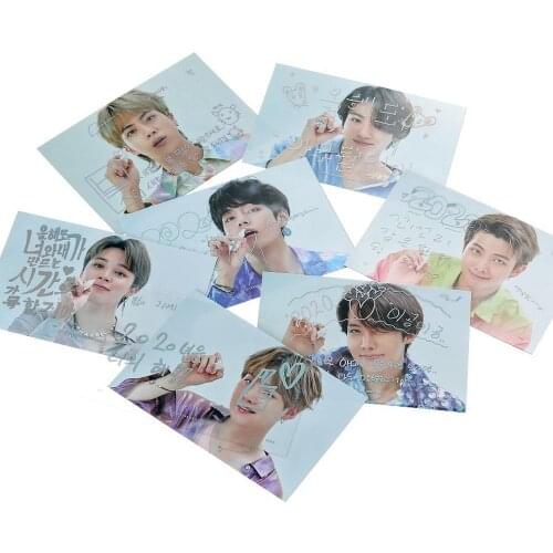 7Pcs/lot 2020 Seasons Greeting cards Kpop JUNGKOOK JHOPE V JIN RM SUGA JIMIN Photo Postcard Pictures Collection Cards Toy Gifts
