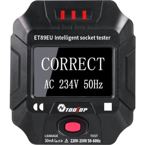 Socket Tester Mains Outlet Tester with LCD Display Neutral Live Earth Wire Testing RCD Test - US/EU Plug