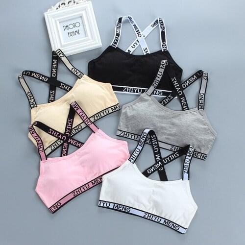 Sexy Letters Teen Bra Girl Vest Cotton Big Girls Sports Lingerie Adolescente Kids Underwear Racerback Student Training Bras
