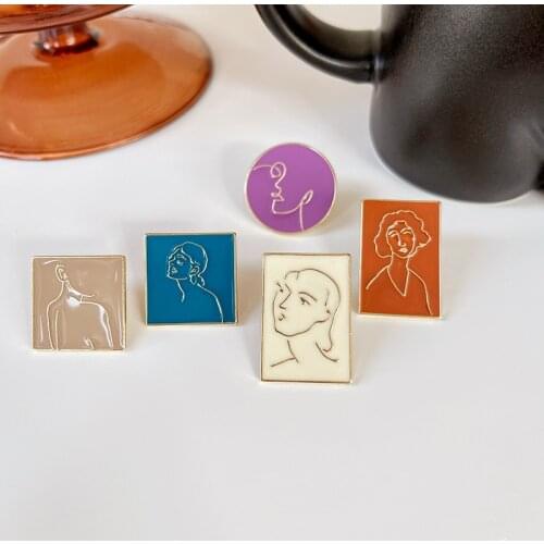 AOMU S925 Modern Simple Colorful Abstract Art Portrait Line Earrings Geometric Square Round Stud Earring for Women Daily Jewelry