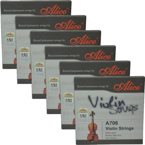 6 Sets Alice Violin Strings Braided Steel Core Ni-Fe Winding 4/4 A706