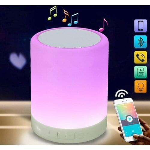 LED Night Light Table Bedside Lamps Smart Touch Lamp With Wireless Bluetooth Speaker Dimmable RGB Changeable Music Sync Lamp