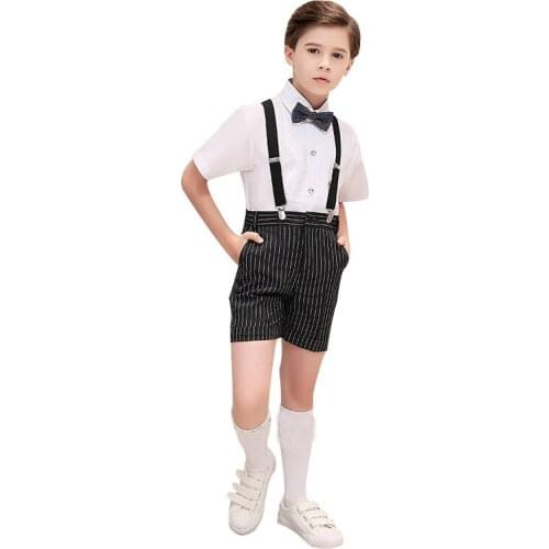 Formal Boys Dress Clothing Sets Children Short-sleeve Shirts + Shorts 2PCS Outfits Kids Chorus Host School Uniform Costume