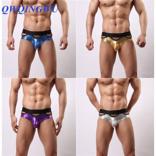 4PCS/Lot Men Underwear Gay Sexy Leather Imitation Briefs Mens Briefs Slip Hombre Underwear Penis Underpants Man Panties Brief