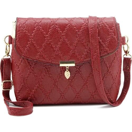 Women PU Leather Flap Handbag Small Leaf Pendant Shoulder Bag Simple Style Crossbody Bags Lady Shopping Purse