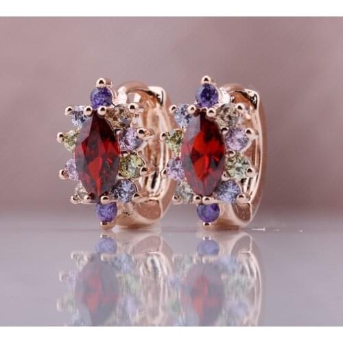 OUJIAYA new Drop Earrings 585 Rose Gold Natural Zircon Horse eye shape Women Dangle Earrings Exquisite Wedding Party Jewelry A43