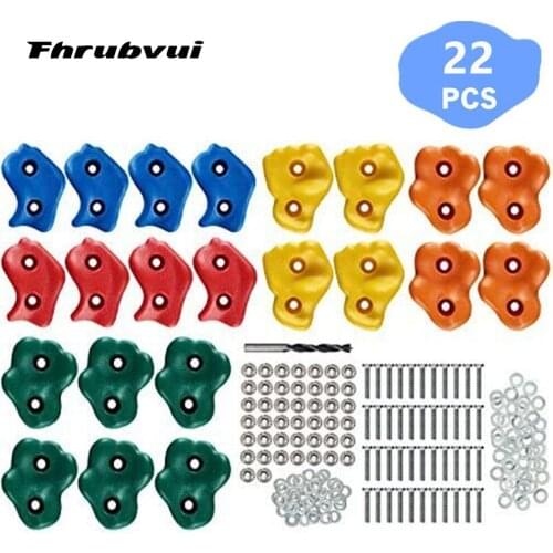 22 Assorted Deluxe Rock Climbing Holds for Kids - Outdoor Climbing Stones Kit with 44 Swing Safe Fasteners