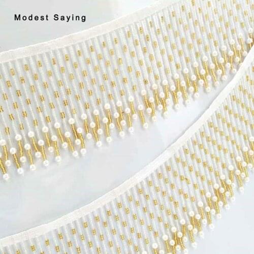 5 Yards Yellow 11cm Beaded Fringe Trim Ribbon Sewing Tassel Fringe Trimming Latin Dress Drama Evening Gowns Garment Accessories