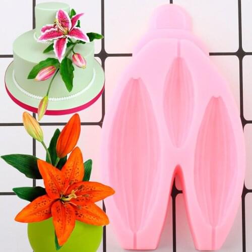 Lily Buds Silicone Mold Flower Making Cake Border Fondant Molds Wedding Cake Decorating Tools Candy Chocolate Gumpaste Moulds