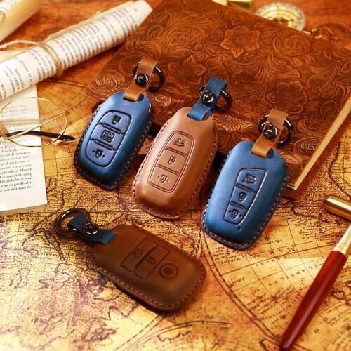 Car Key Case for Beijing Hyundai for Yueda for Kia for IX35 for IX45 Leather Case Car Key Protection Decoration key chains