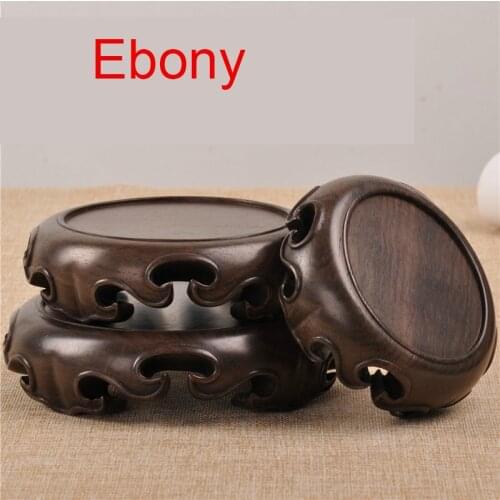 Black rosewood ebony circular base wood logs base stone jade ornaments bonsai teapot base