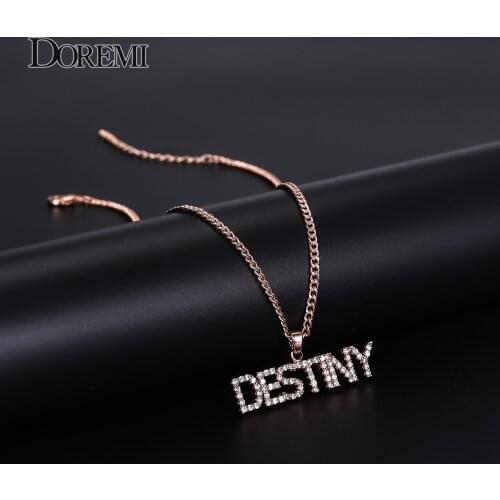 DOREMI 3A Zircon Personalized Custom Name Necklace for Women Men Pendant Stone Chain Zirconia Necklace With 4mm Cuban Chain