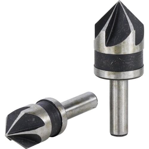 Industrial Countersink Drill Bit Set 5 Flutes Woodworking Drill Bit Metal Working Chamfer Chamfering Cutter 1/4"Round 12/16/19mm