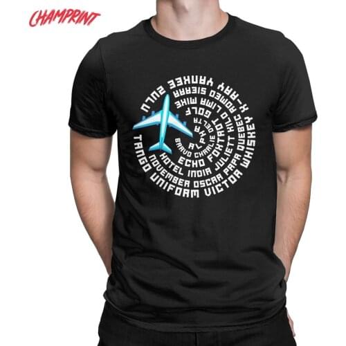 Phonetic Alphabet Airplane Pilot T-Shirts for Men Flying Aviation Cool 100% Cotton Tees O Neck T Shirts Birthday Gift Clothing