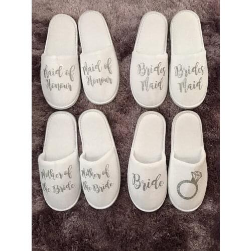 Custom color titles wedding bridesmaid bride groom spa soft slippers hen night Bachelorette party favors gifts
