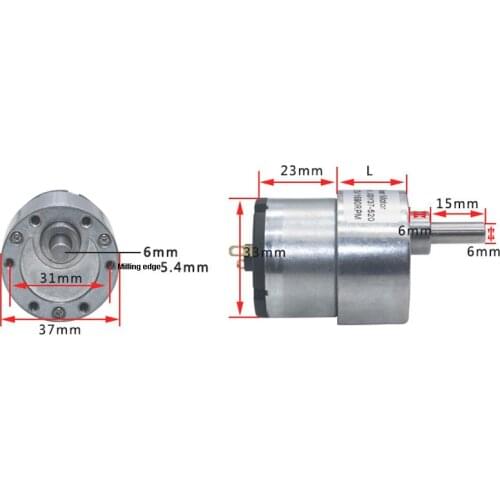 JGB37-520 37mm 12V DC 7RPM to 960RPM High Torque Gear Box Electric Motor
