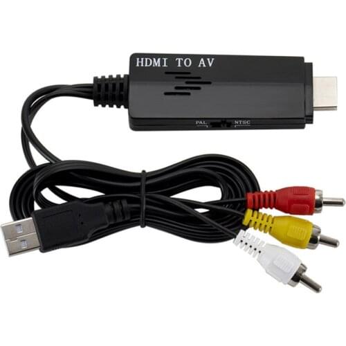 HDMI-compatib to RCA Converter Cable 1080P HDMI to AV 3RCA Female CVBs Composite Video Adapter Supports for Chromecast 50pcs/Lot
