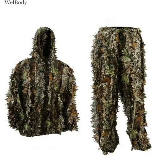 3D Leaf Camouflage Clothing Hunting Clothes Jacket & Pants Polyester Oxford Fabric New Bionic Suits Camouflage Clothing Outdoor