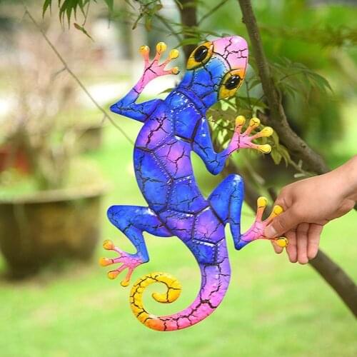 Metal Gecko Pendant Creative Matte Color Crack Lizard Outdoor Courtyard Garden Decoration Outdoor Statue