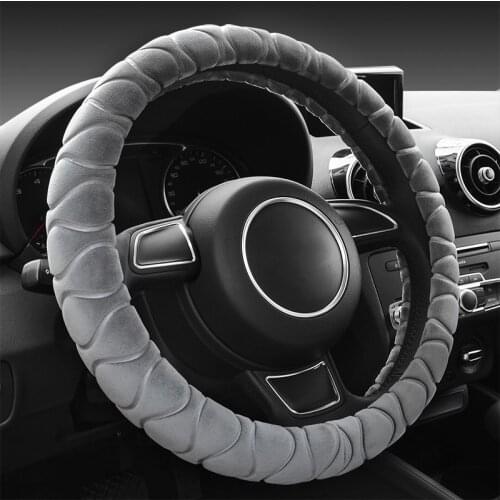 Fashion Classic 37cm-38cm Winter Plush Warm Car Steering Wheel Cover Feel Soft and Warm Thermostat Stereo Style Massage Palm
