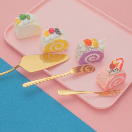 Stainless Steel Cake Knife 10pcs/set Gold Cake Shovel Cream Spatula Dessert Fork Cake Scraper Smoother Cutter Party Cake Tools