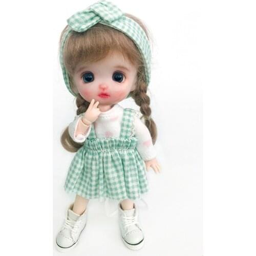 BJD doll clothes fashion plaid skirt or hair accessories dress suit for ob11, gsc, pd9 body, molly, 1/12bjd doll suspender skirt