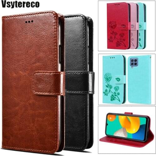 Plain PU Leather Flip Case For Samsung Galaxy M32 Wallet Cover for Carcasas Samsung A02s A22 A32 A52 5G A72 M42 M62 Mujer Coque
