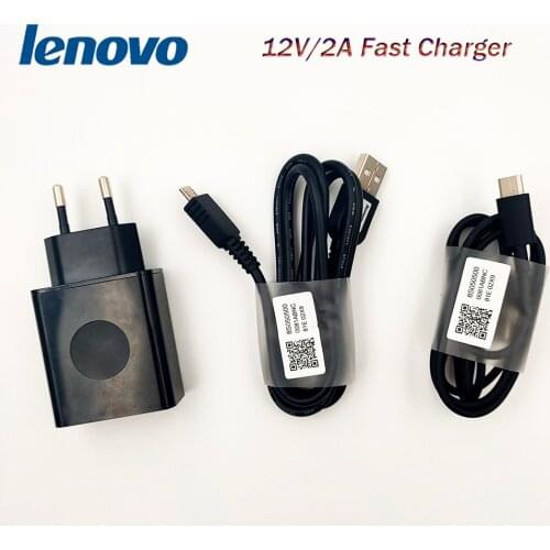 Original Lenovo 24W USB Fast Charger EU Plug Wall Adapter 1M Micro/Type C Cable For Lenovo Vibe P2 P1 Z5S Z6 pro K5 K3 Z5 Z3 Z2