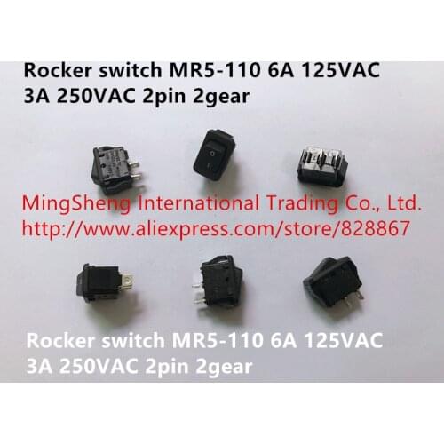 Original new 100% import rocker switch MR5-110 6A 125VAC 3A 250VAC 2pin 2gear