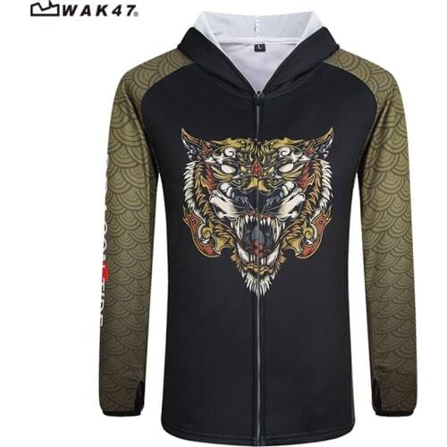 Professional Fishing Clothes UV Long Sleeve Hooded Men Full Sun Protection Outdoor Sunscreen Clothing Printing Jacket Tiger Ropa