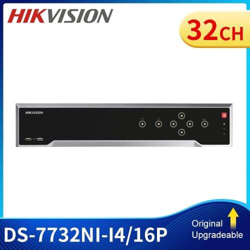 Hik NVR POE No Logo 12MP 32CH 4K DS-7732NI-I4/16P 16 POE Ports 4 SATA Network Video Recorder Support Alarm Max 32TB Onvif