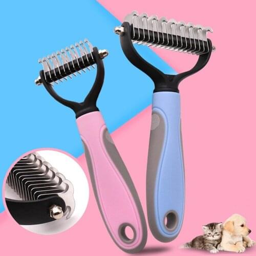 Pets Fur Knot Cutter Dog Grooming Shedding Tools Pet Cat Hair Removal Comb Brush Double sided hair comb Pet Products Suppliers