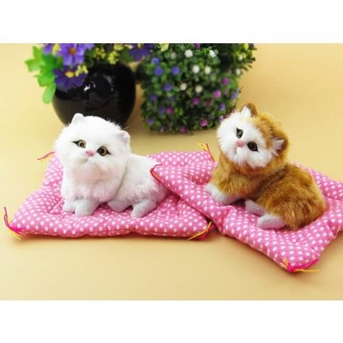 Simualtion cat plastic& furs sounding miaow cat model about 17x15x9cm squatting cat, home decoration Xmas gift w5786