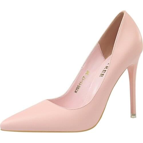 Sexy Womens Shoes 2021 Fall Fashion Simple Shallow Mouth Pointed Toe Thin Stilettos Wedding Party Shoes