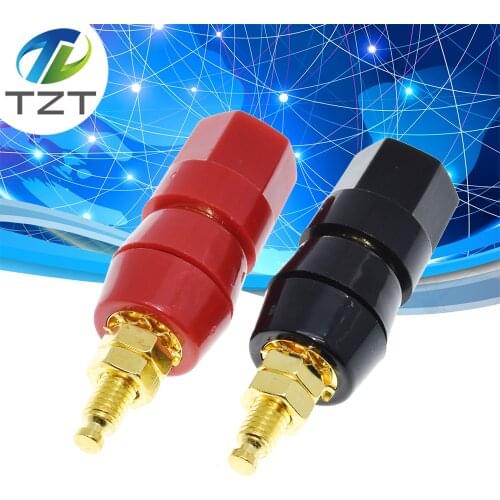 TZT 1pair(black+red) Terminals Red Black Connector Amplifier Terminal Binding Post Banana Speaker Plug Jack Adapter Socket